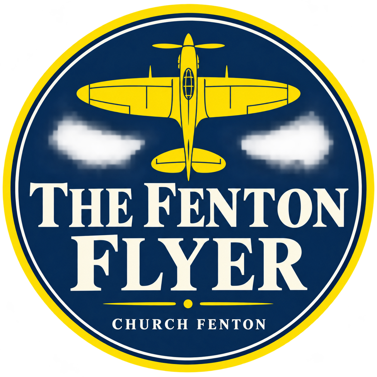 The Fenton Flyer aviation badge with yellow aircraft and Church Fenton lettering