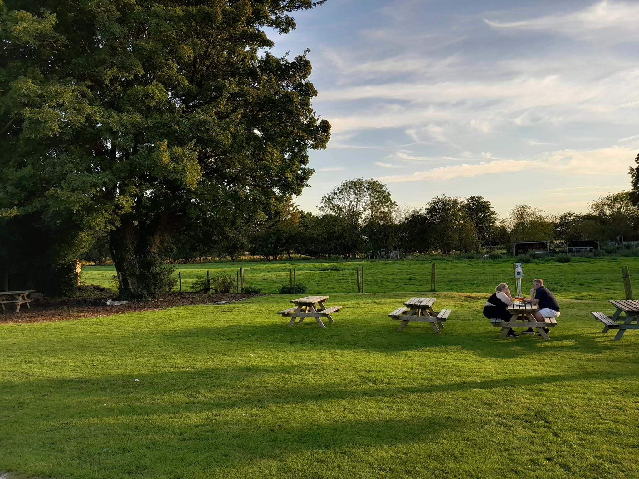 The spacious Fenton Flyer beer garden with picnic tables