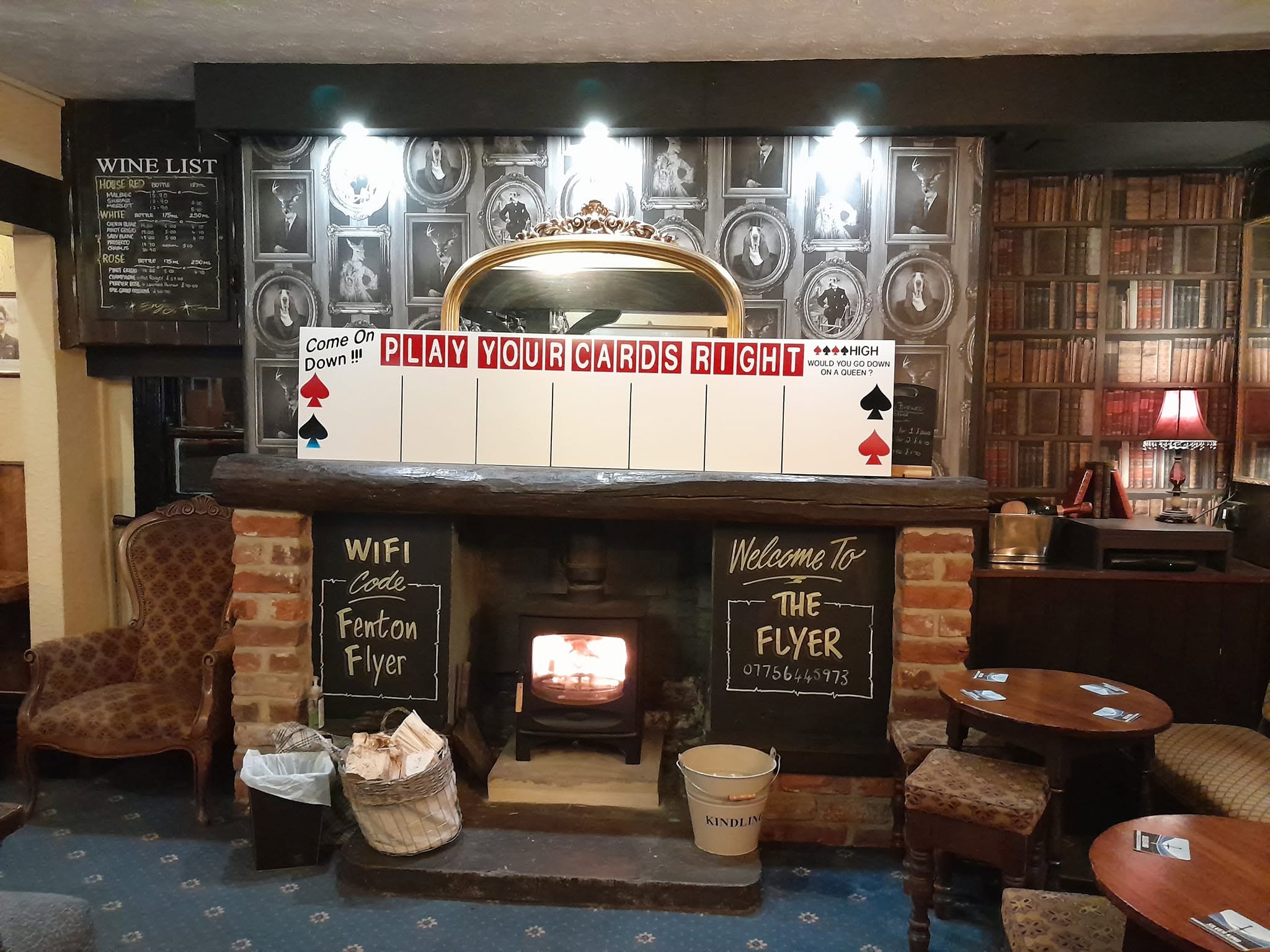 The Fenton Flyer bar and Play Your Cards Right display